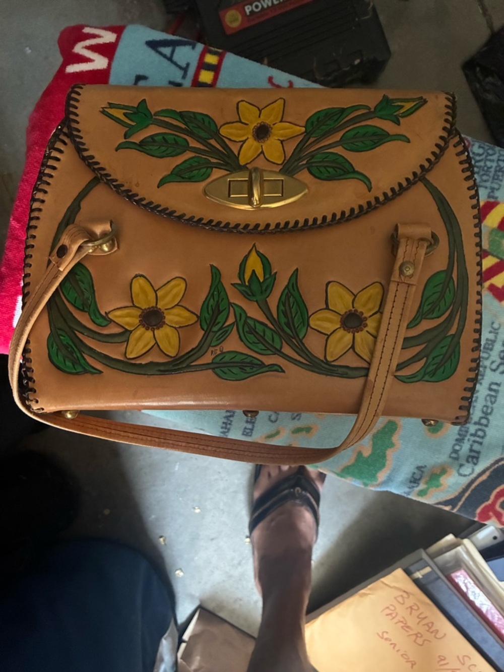 Classic Women's Leather Top-Handle Bag in Tan handmade
